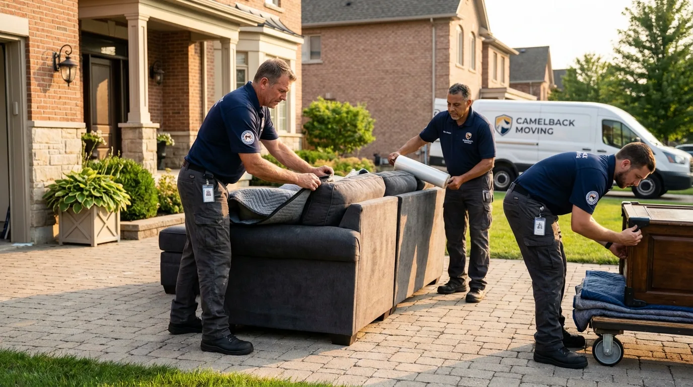 Large estate moving crew wrapping furniture in Elmore, AL